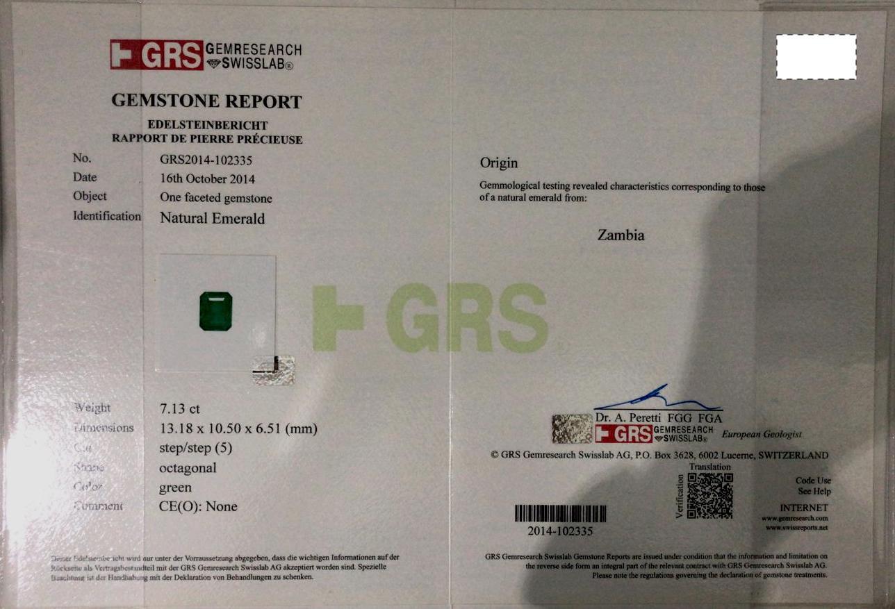 7.13 Carat GRS Certified Octagonal-Cut No Oil Emerald 4