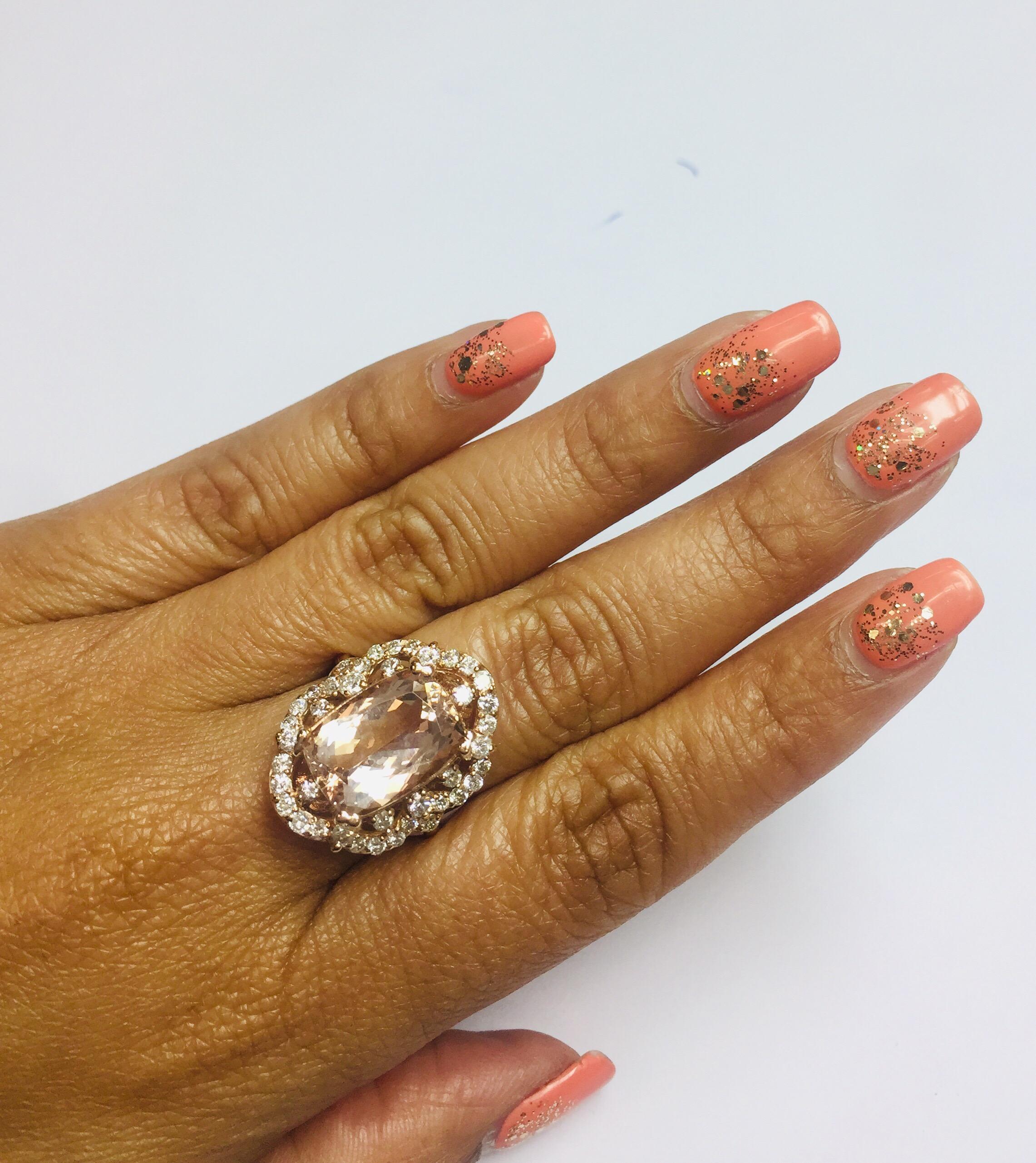 7.13 Carat Morganite Diamond Rose Gold Ring 1