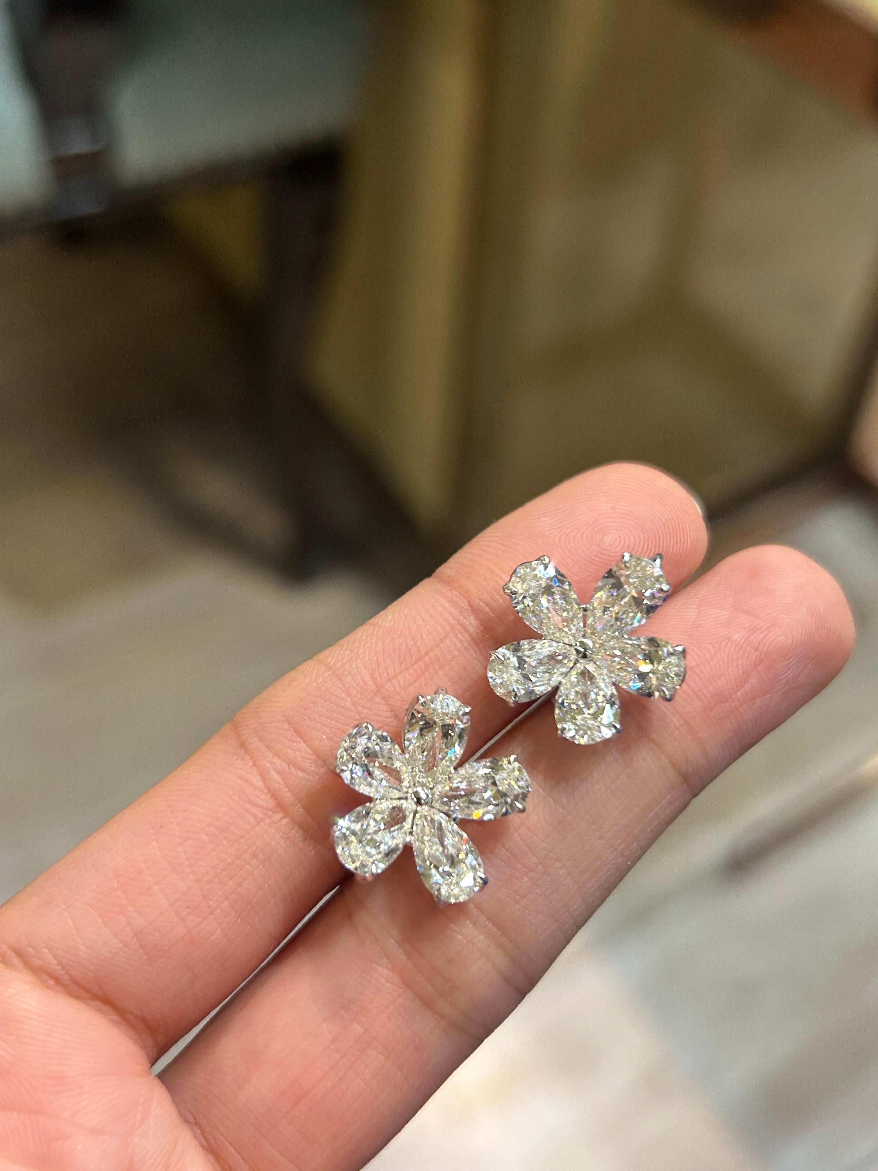 Modern 7.13 Carat Pear Shape Diamond Earring Studs For Sale