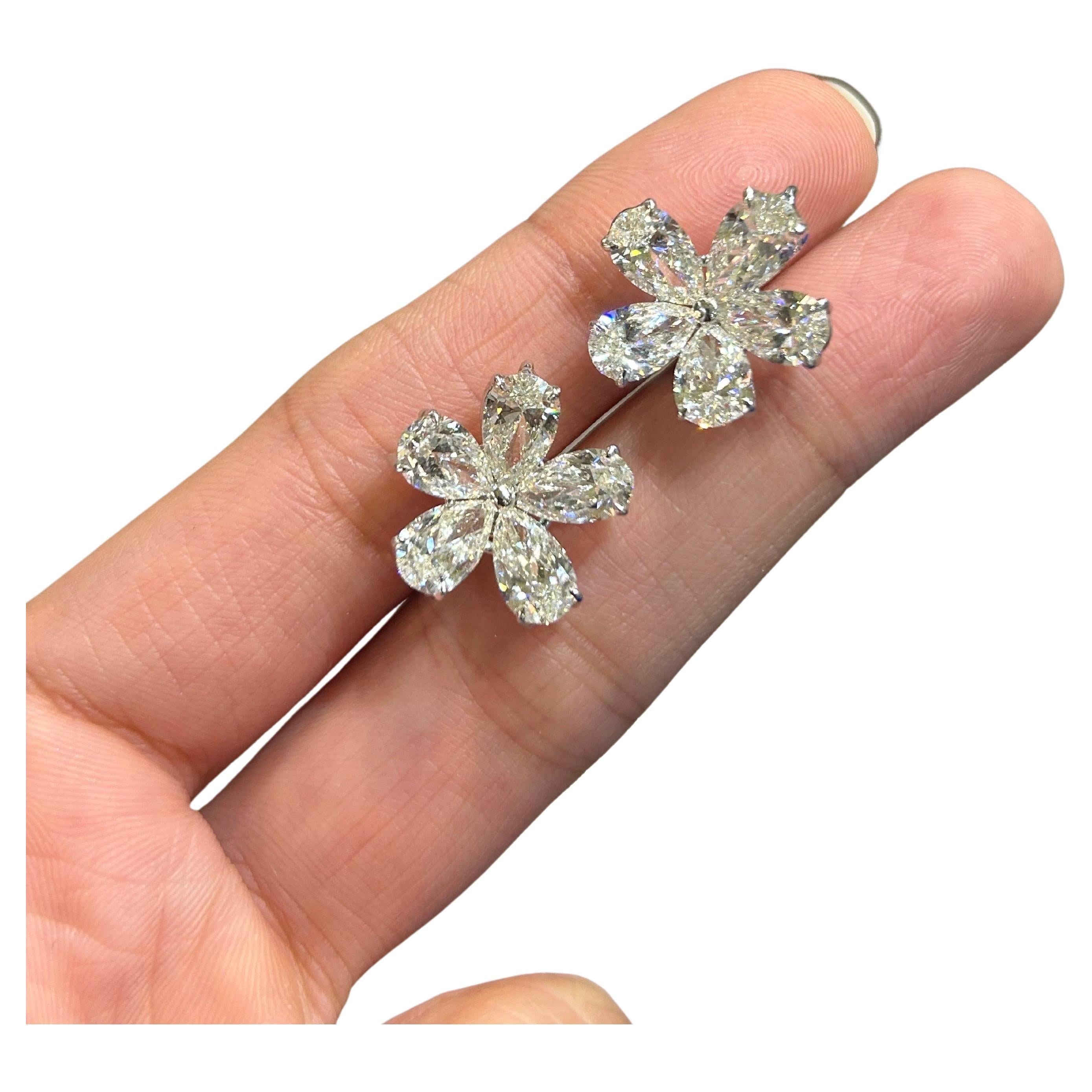 7.13 Carat Pear Shape Diamond Earring Studs For Sale