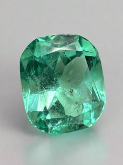 7.13 Carat Vivacious Bluish Green Colombian Emerald - Chivor Cushion Cut Gem