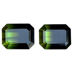 7.13 Carats Bicolor Stak Nala Tourmaline Pair Emerald Cut Pakistani Gemstone