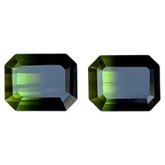 7,13 Karat Bicolor Stak Nala Turmalin Paar Smaragdschliff Pakistanischer Edelstein