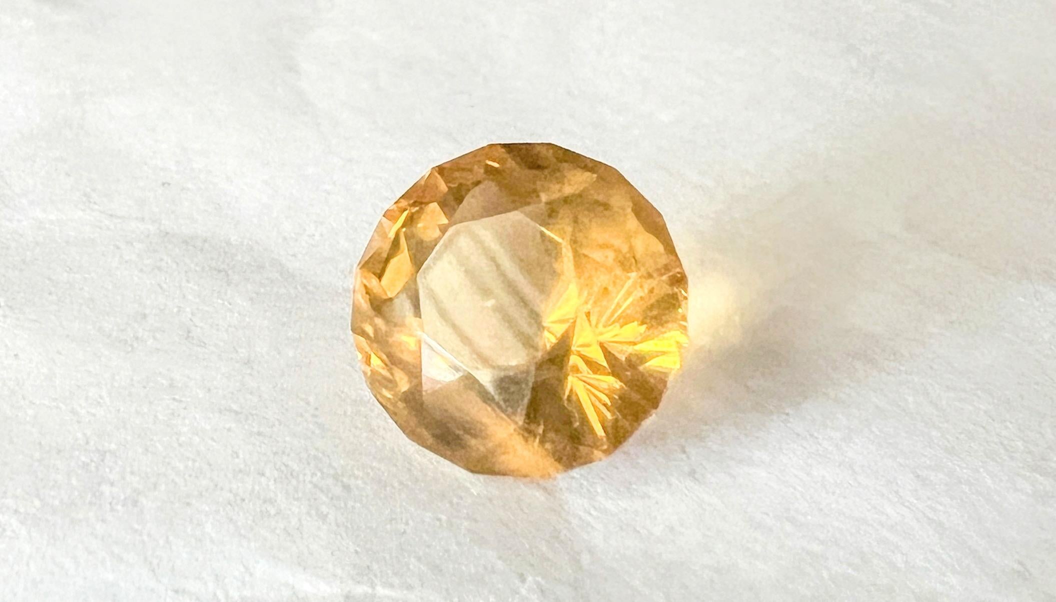 7.13ct Round Cut Natural Citrine Loose Gemstone  In New Condition For Sale In Sheridan, WY