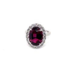 7.14 Carat GIA Certified "Rubellite" Tourmaline Ring in 18 Karat White Gold
