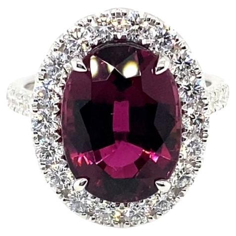 7.14 Carat GIA Certified "Rubellite" Tourmaline Ring in 18 Karat White Gold
