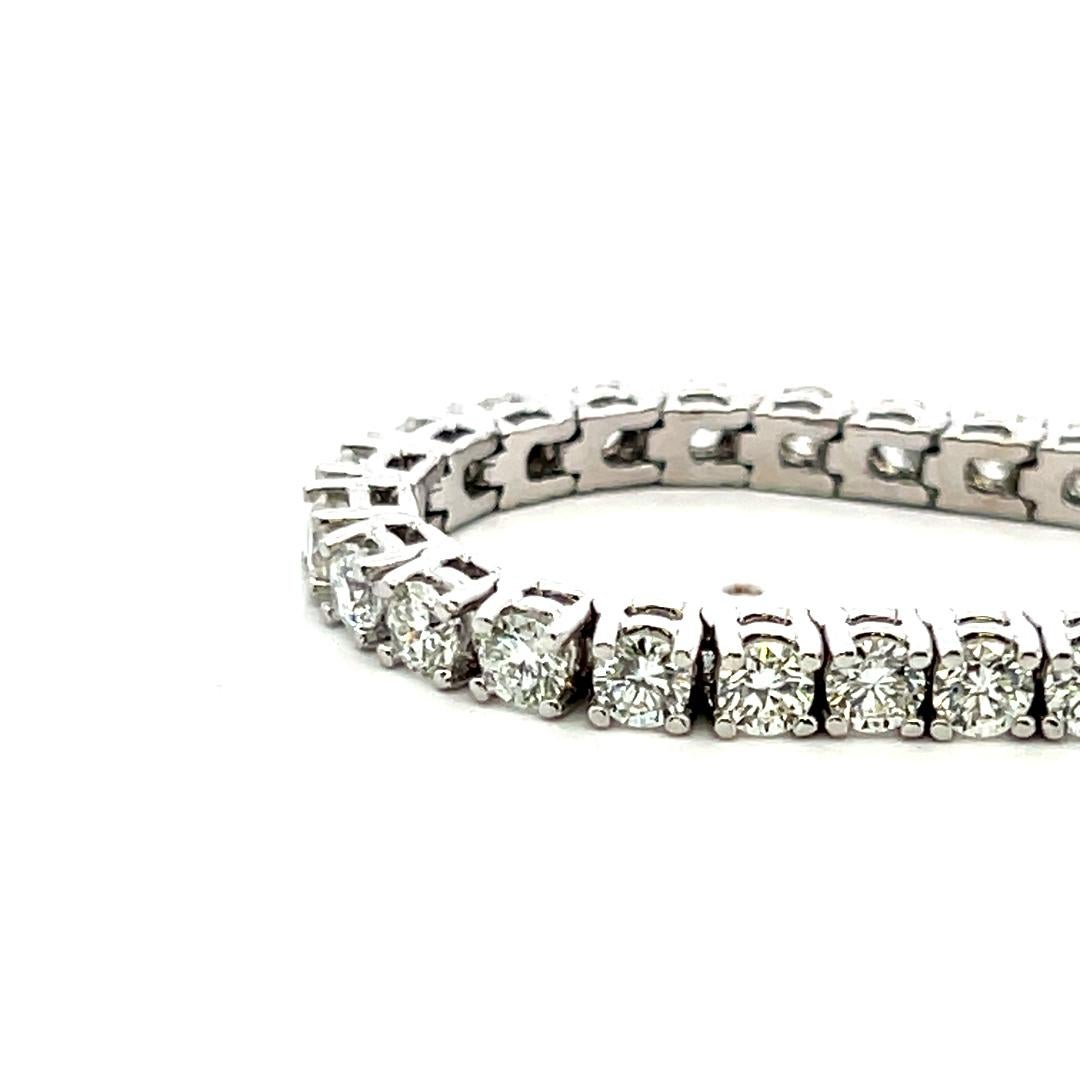 7,14 carati di diamante tondo brillante G VS in oro bianco 14 carati Bracciale da tennis in vendita 5
