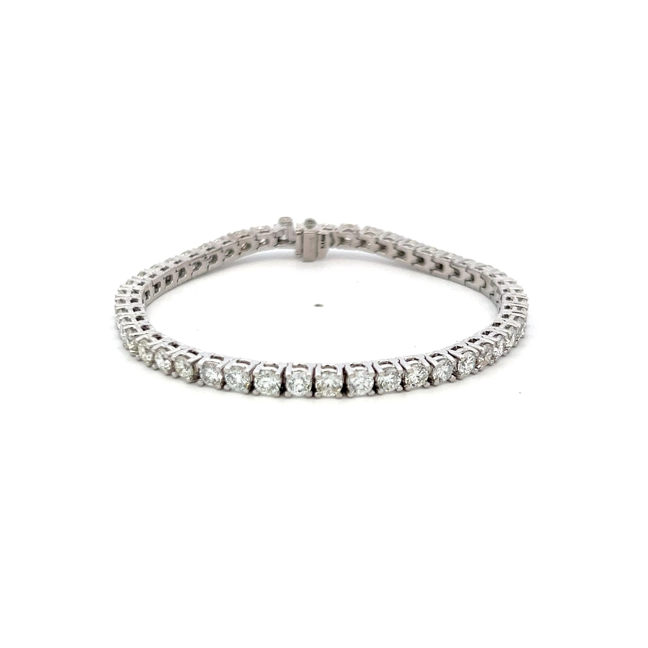 Donna 7,14 carati di diamante tondo brillante G VS in oro bianco 14 carati Bracciale da tennis in vendita