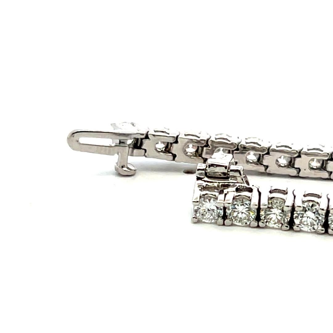 7,14 carati di diamante tondo brillante G VS in oro bianco 14 carati Bracciale da tennis in vendita 4