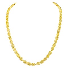 71.47 Carat Multi Shape Natural Fancy Yellow Diamond Tennis Necklace, EGL Cert.