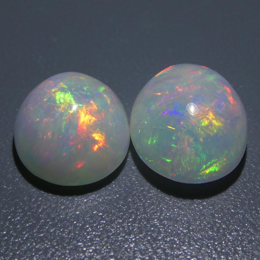 7.14ct Oval Cabochon Crystal Opal Pair For Sale 5