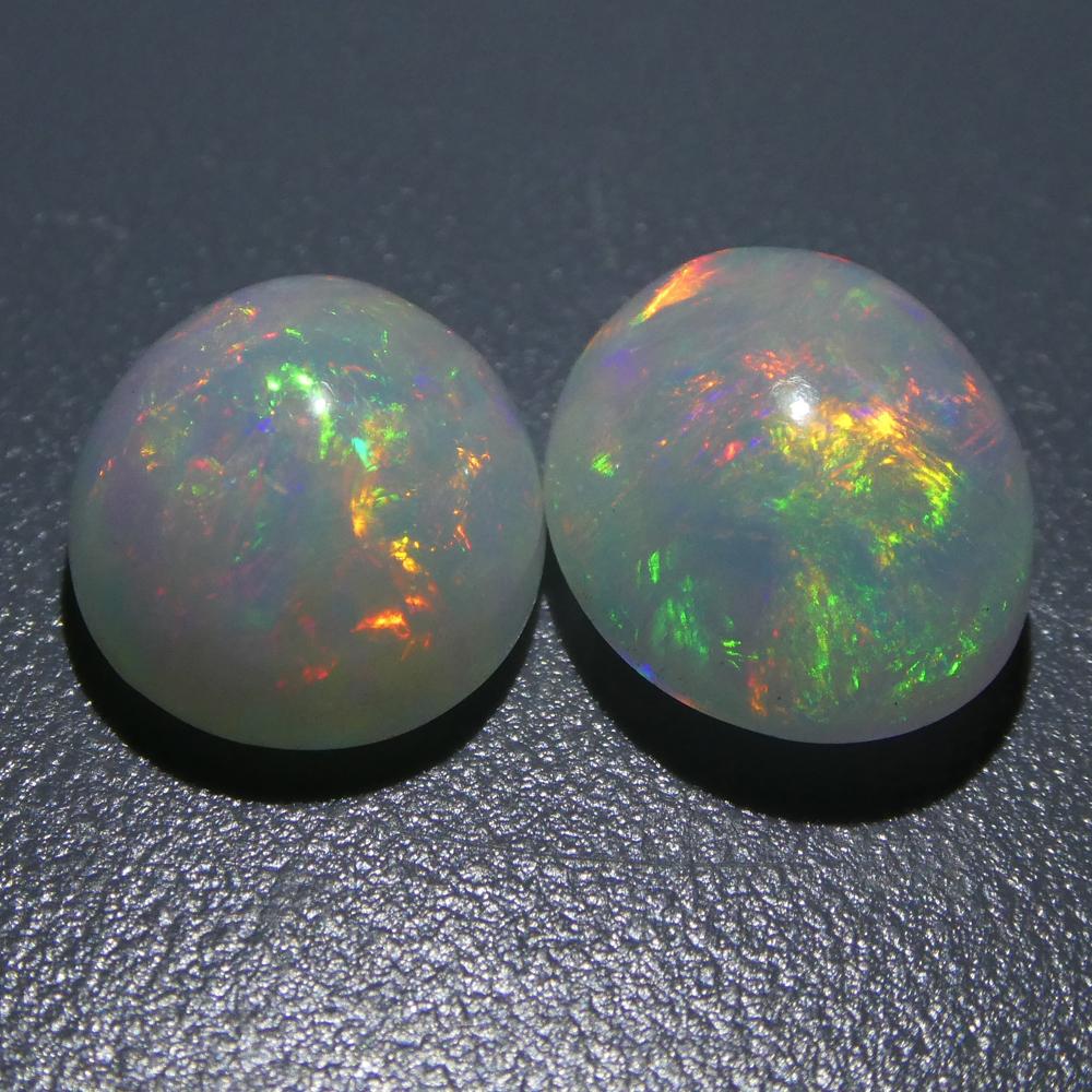 7.14ct Oval Cabochon Crystal Opal Pair In New Condition For Sale In Toronto, Ontario