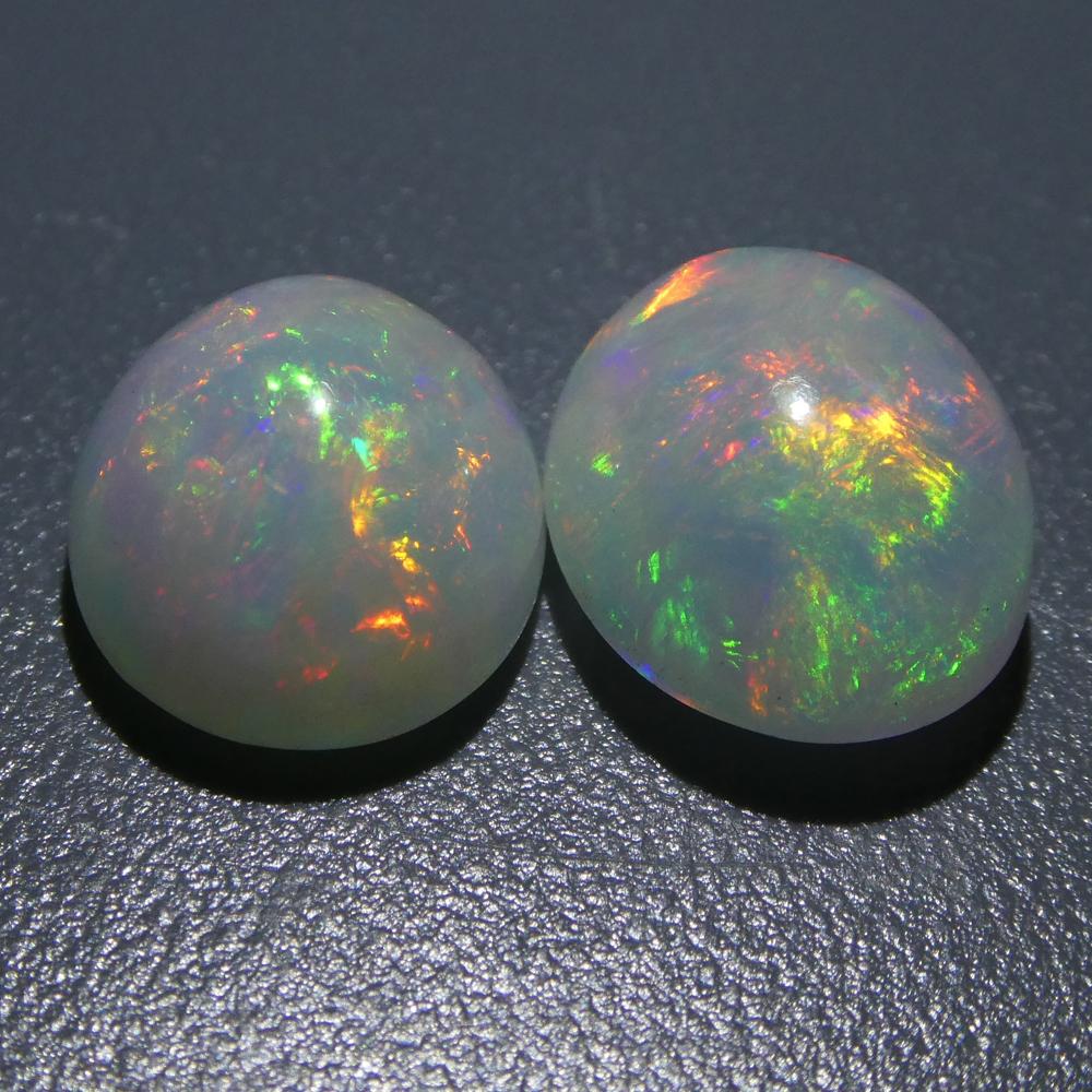 da uomo o donna Coppia di cristalli opali ovali cabochon 7.14ct in vendita