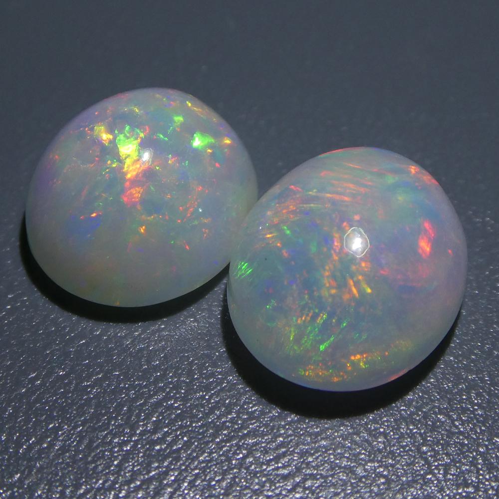 7.14ct Oval Cabochon Crystal Opal Pair For Sale 1