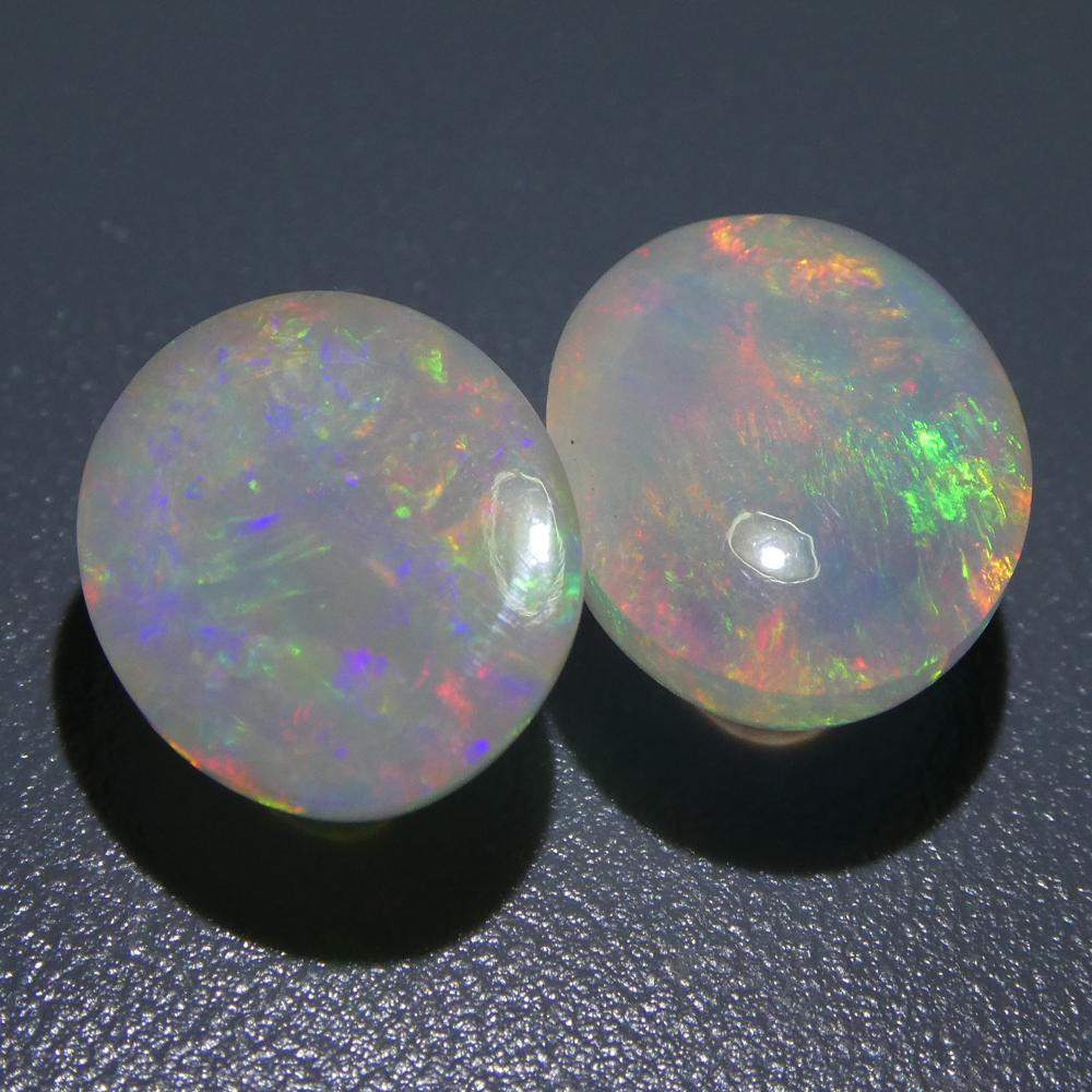 7.14ct Oval Cabochon Crystal Opal Pair For Sale 2