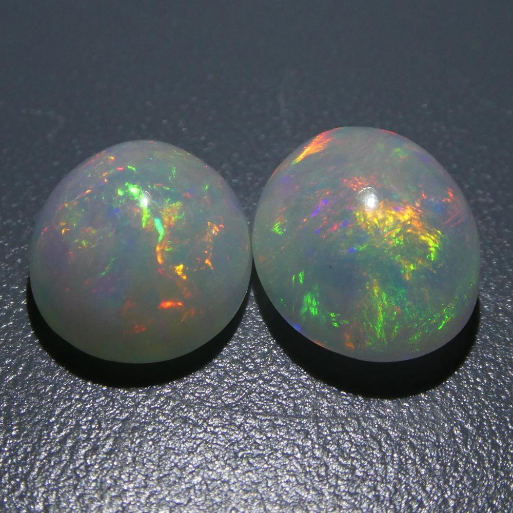 7.14ct Oval Cabochon Crystal Opal Pair For Sale 3
