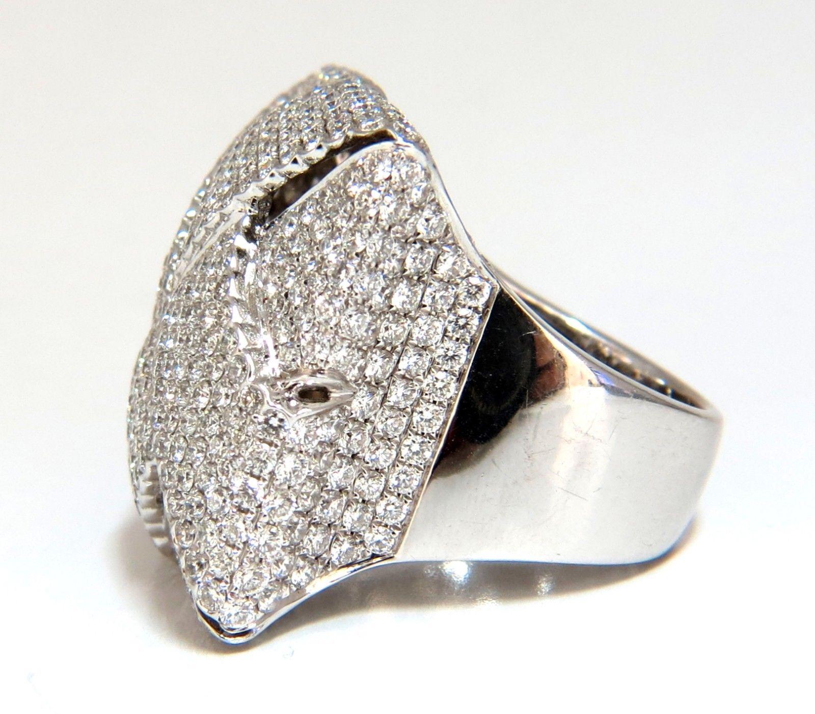 Round Cut 7.15 Carat 3D Unisex Cross Weave Dome Diamond Ring 18 Karat For Sale