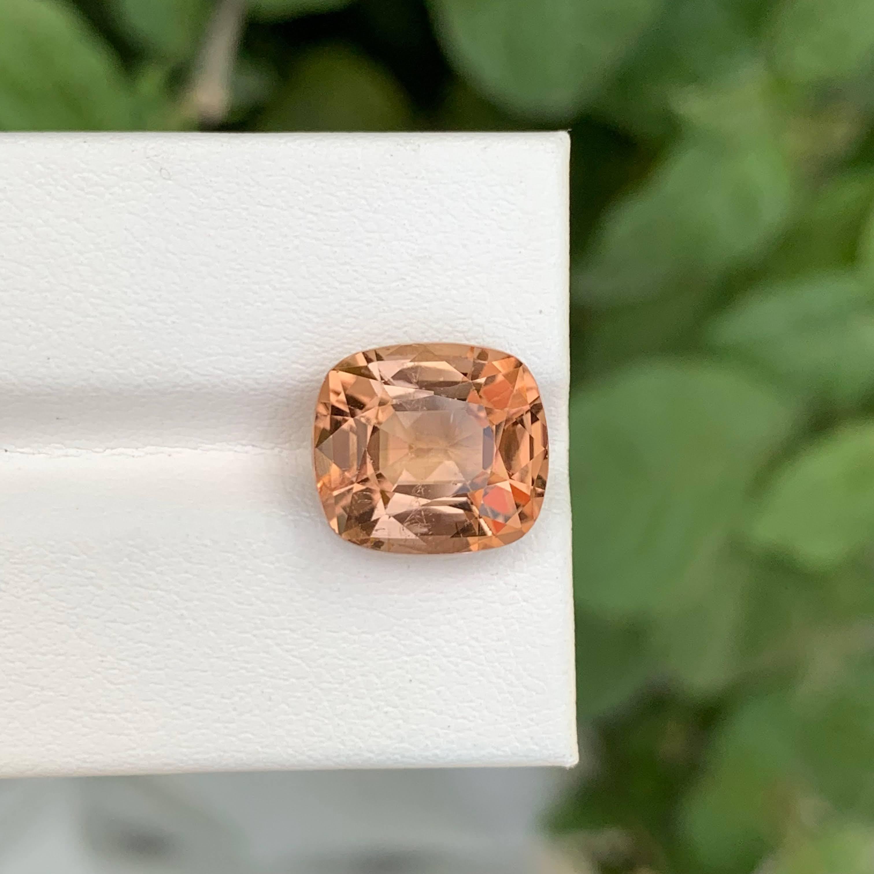 7.15 Carat Loose Peach Tourmaline Stone Cushion Cut Natural African Gemstone For Sale 1