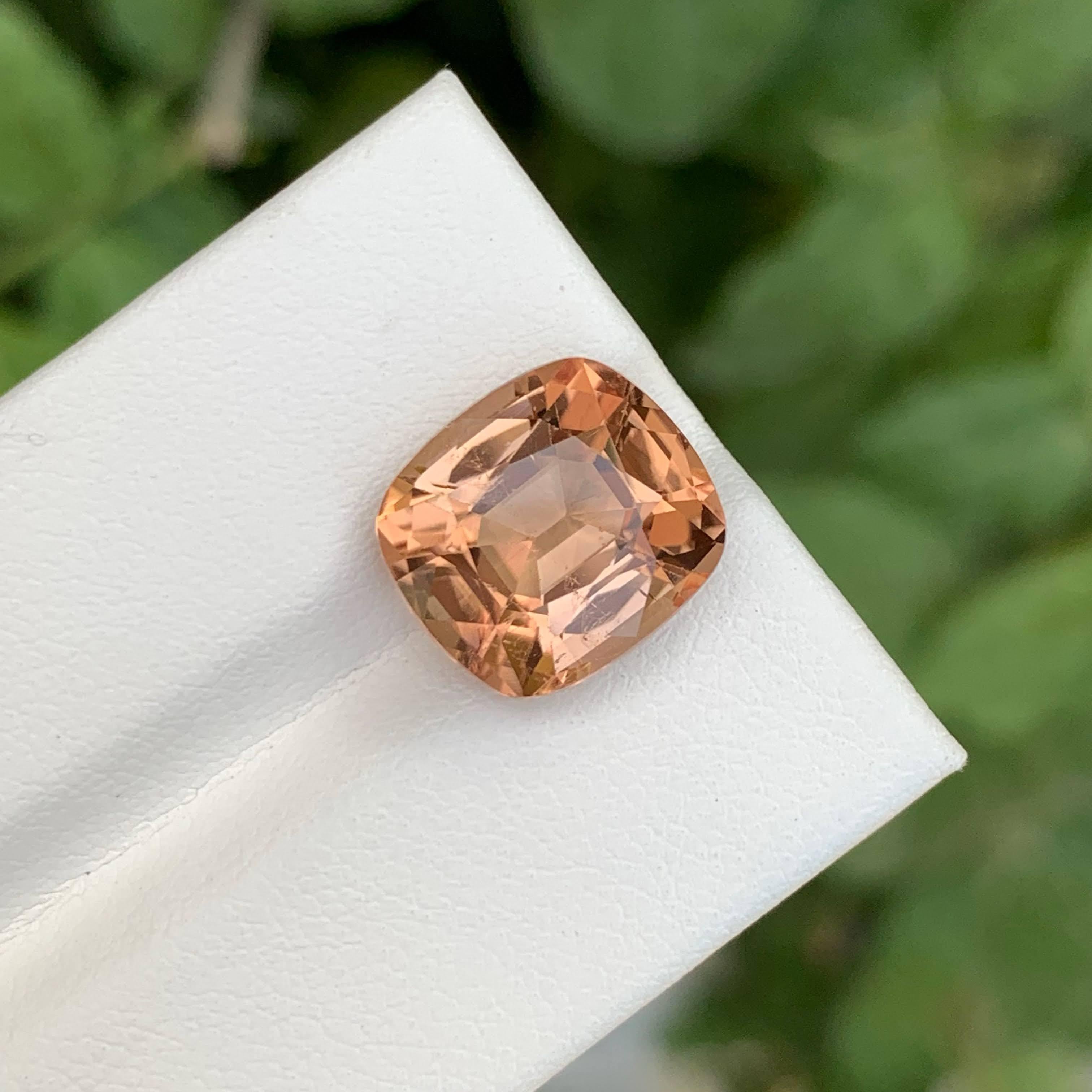 7.15 Carat Loose Peach Tourmaline Stone Cushion Cut Natural African Gemstone For Sale 2