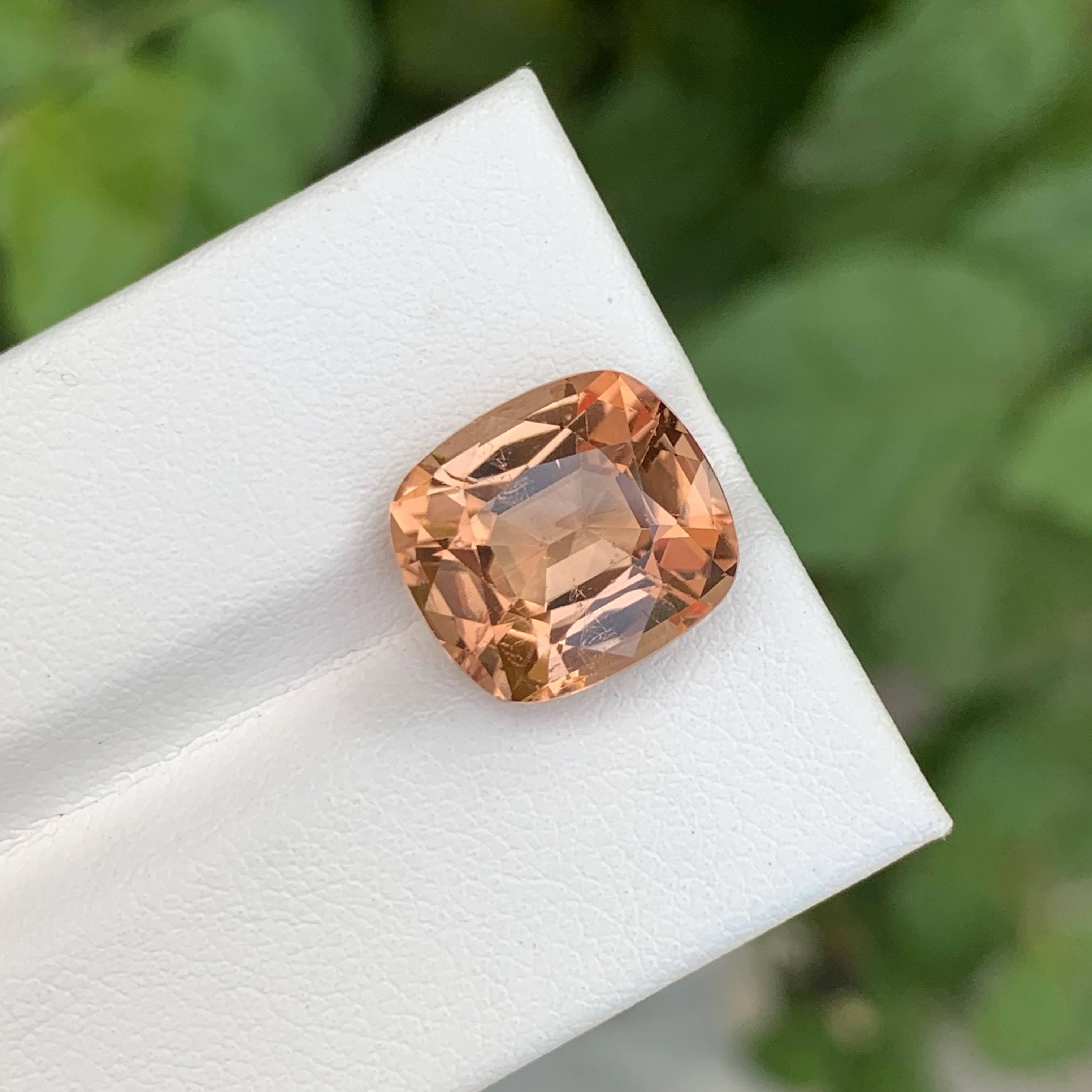 7.15 Carat Loose Peach Tourmaline Stone Cushion Cut Natural African Gemstone For Sale 3