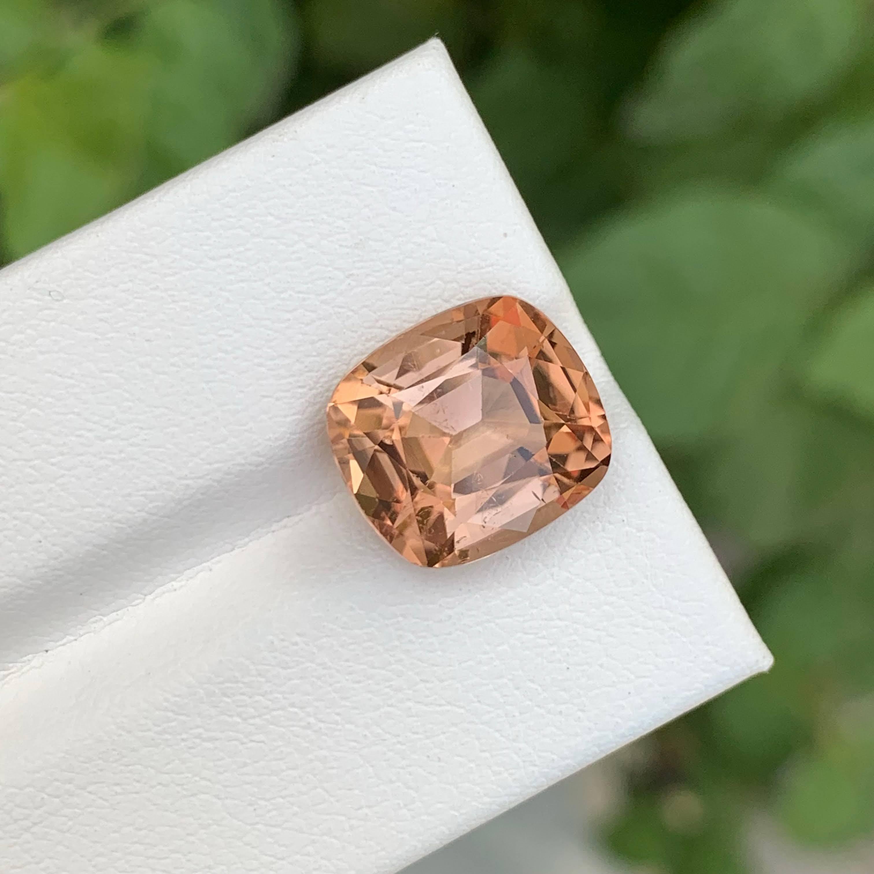 7.15 Carat Loose Peach Tourmaline Stone Cushion Cut Natural African Gemstone For Sale 4