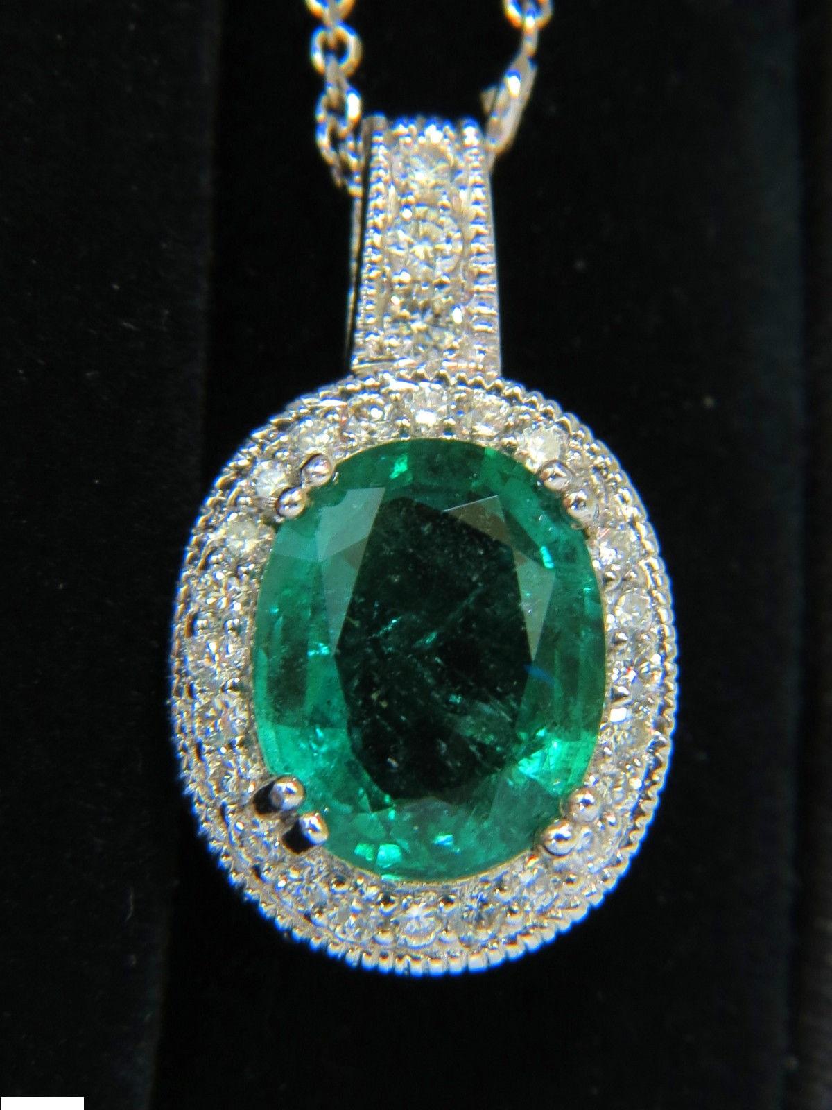 7.15 Carat Natural Emerald Diamond Pendant and Diamond by Yard Chain 1