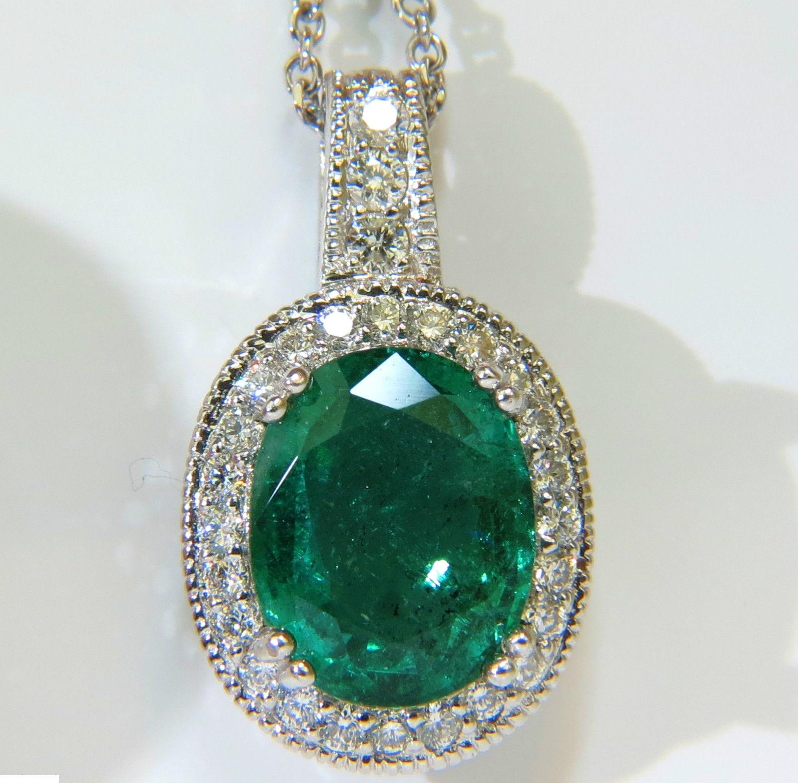 7.15 Carat Natural Emerald Diamond Pendant and Diamond by Yard Chain 2