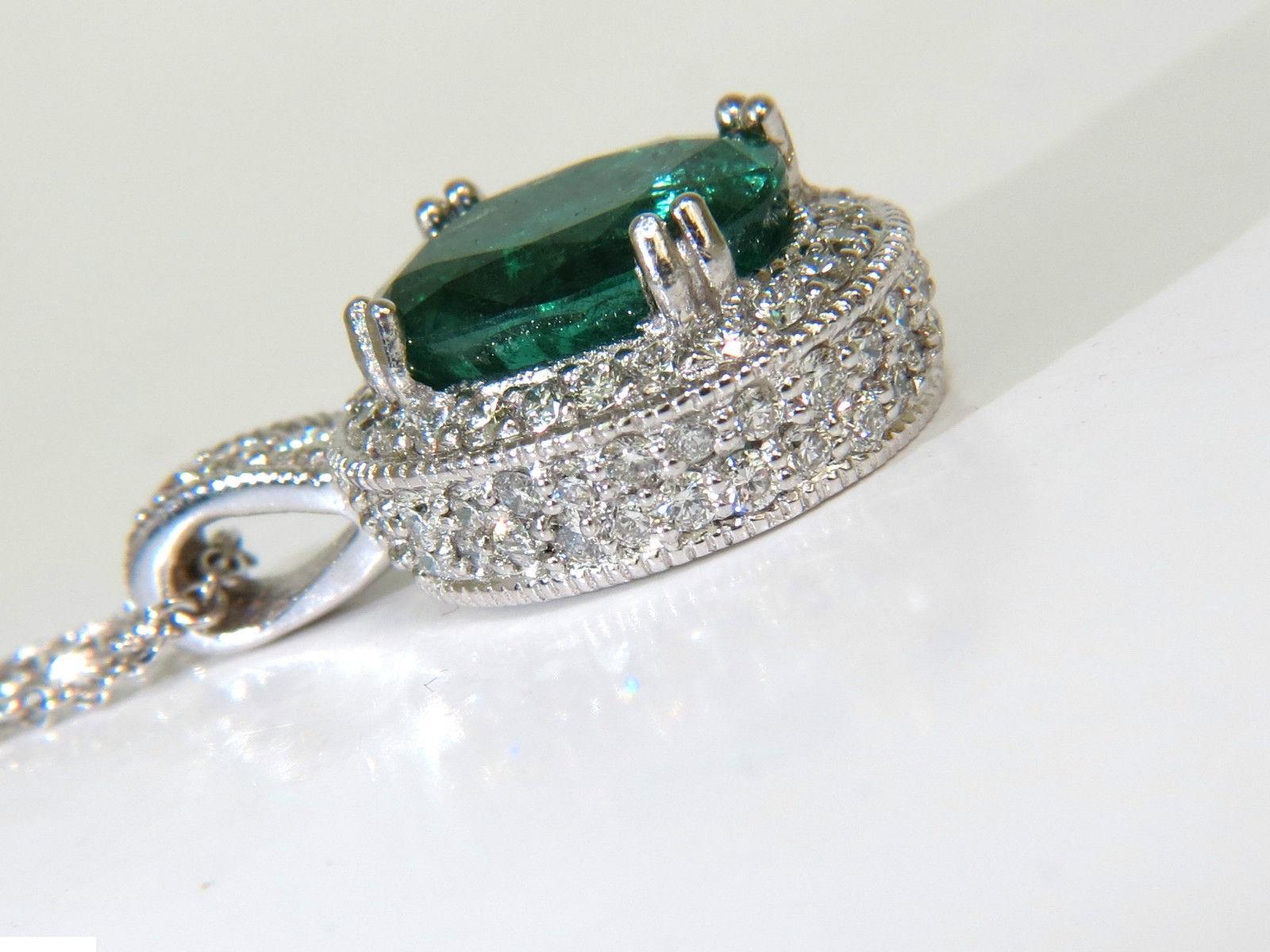 7.15 Carat Natural Emerald Diamond Pendant and Diamond by Yard Chain 3