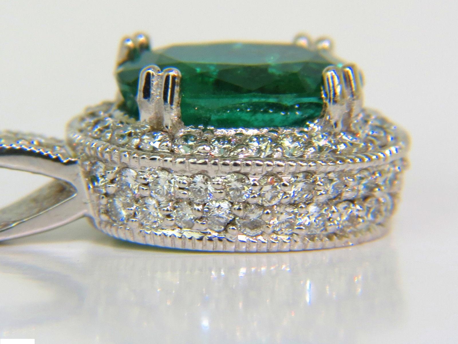 7.15 Carat Natural Emerald Diamond Pendant and Diamond by Yard Chain 5