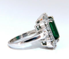 7.15 Carat Natural Emerald Diamonds Cluster Halo Ring 14 Karat*
