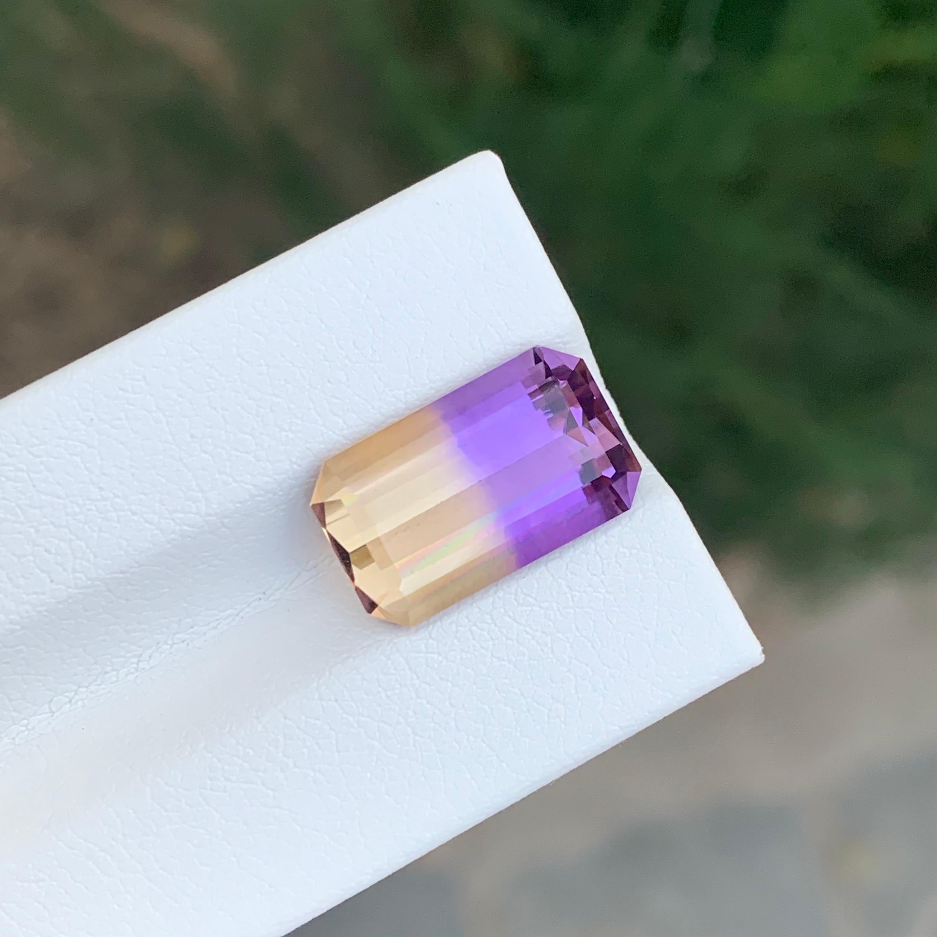 7.15 Karat natürlicher loser Ametrin \ Bolivianit Smaragd Form Edelstein für Damen oder Herren im Angebot