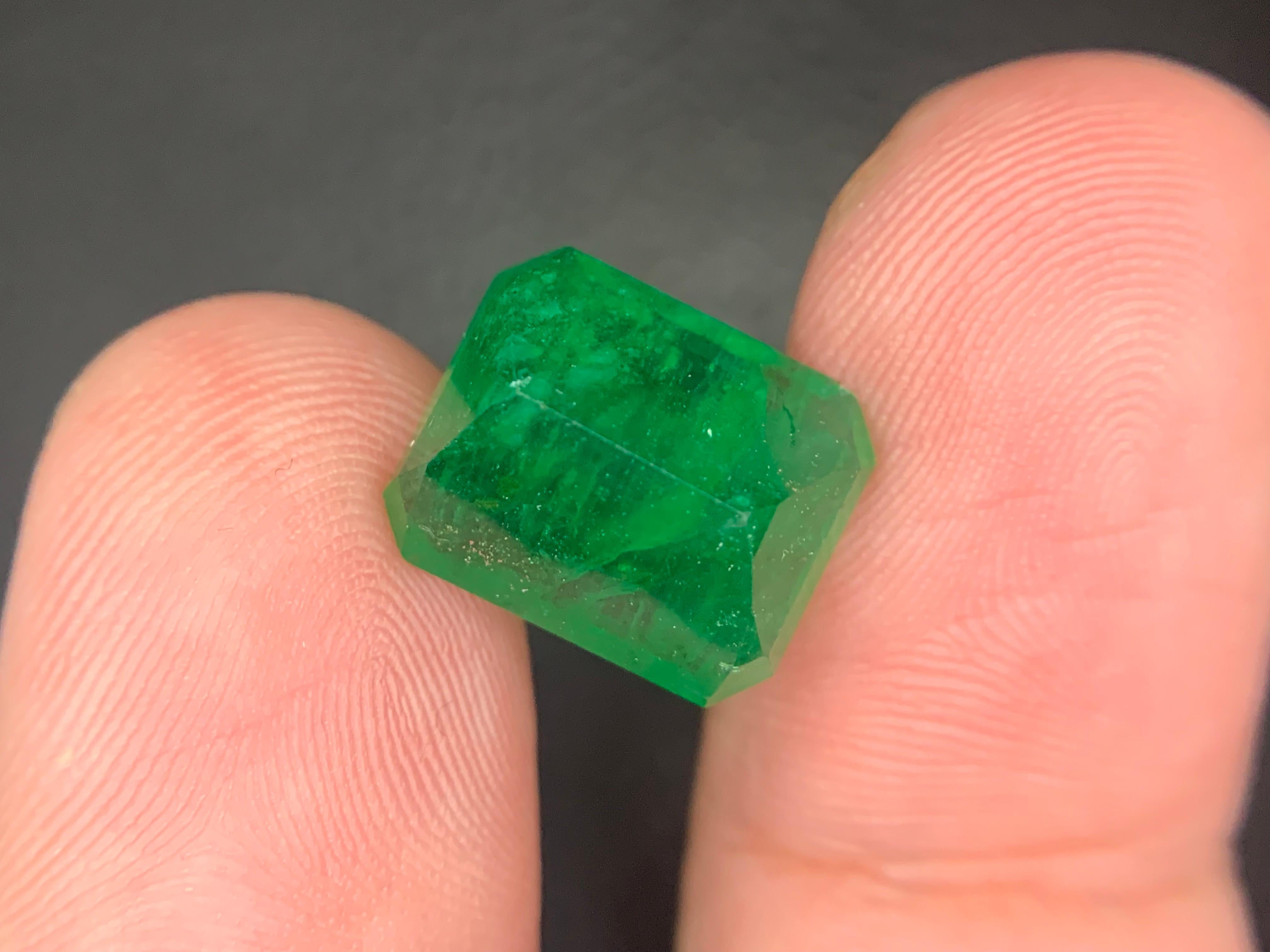 Taglio smeraldo Gemma di smeraldo naturale sciolta da 7.15 carati proveniente da Swat, Pakistan in vendita