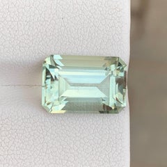 7.15 Carat Natural Loose Greenish Amethyst Stone Emerald Cut African Gemstone