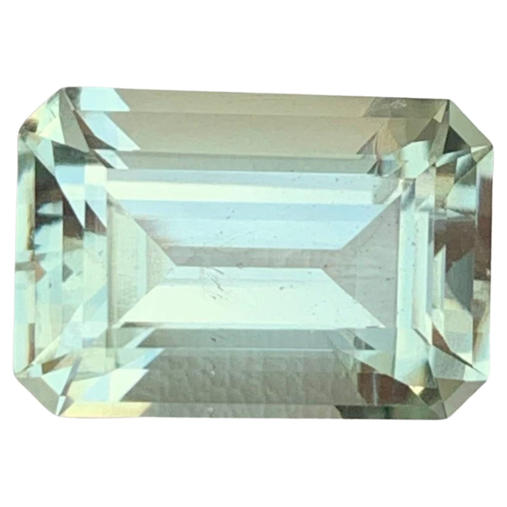 7.15 Carat Natural Loose Greenish Amethyst Stone Emerald Cut African Gemstone