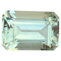 7.15 Carat Natural Loose Greenish Amethyst Stone Emerald Cut African Gemstone