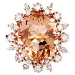 Morganit-Diamantring aus 14 Karat massivem Roségold 