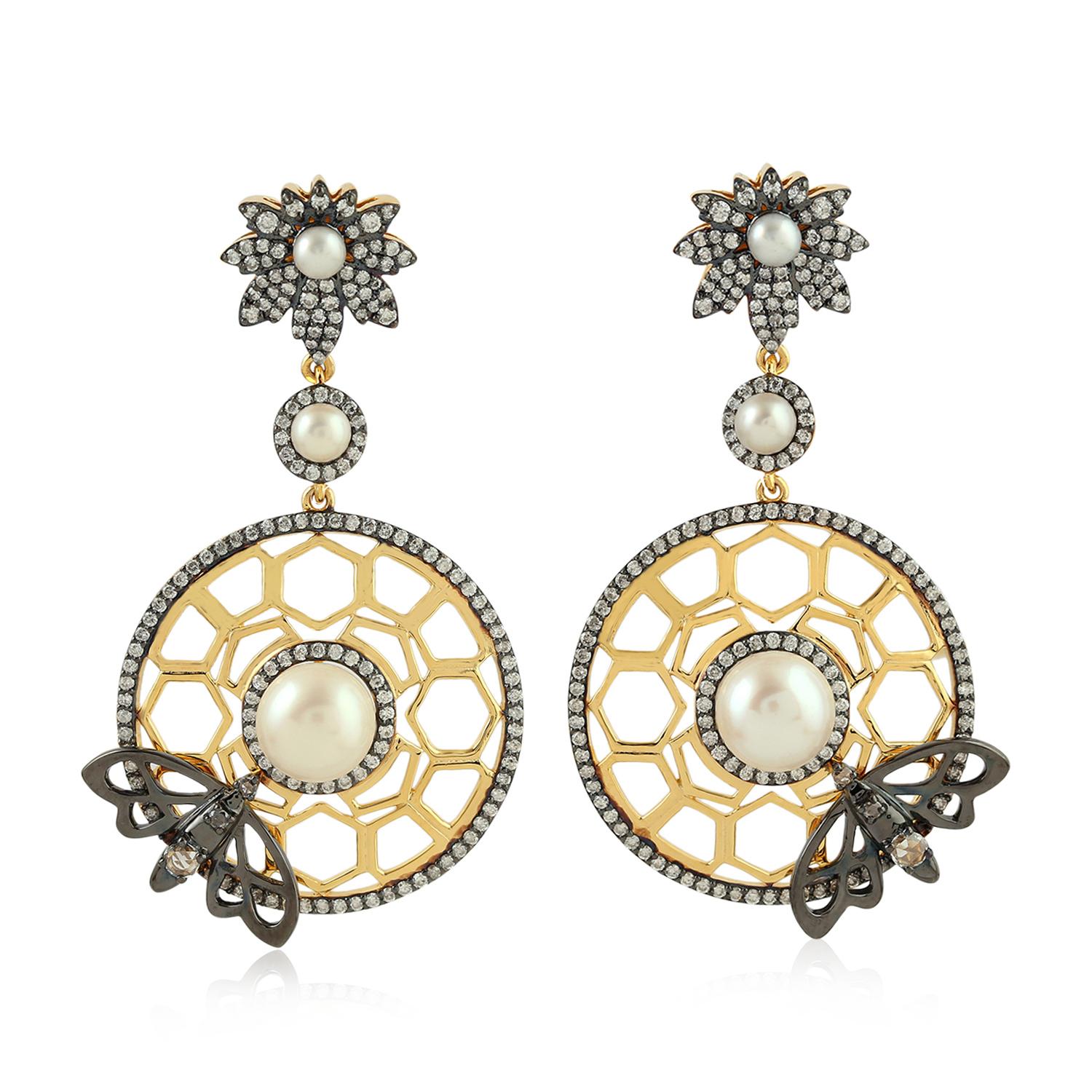 honeycomb diamond earrings