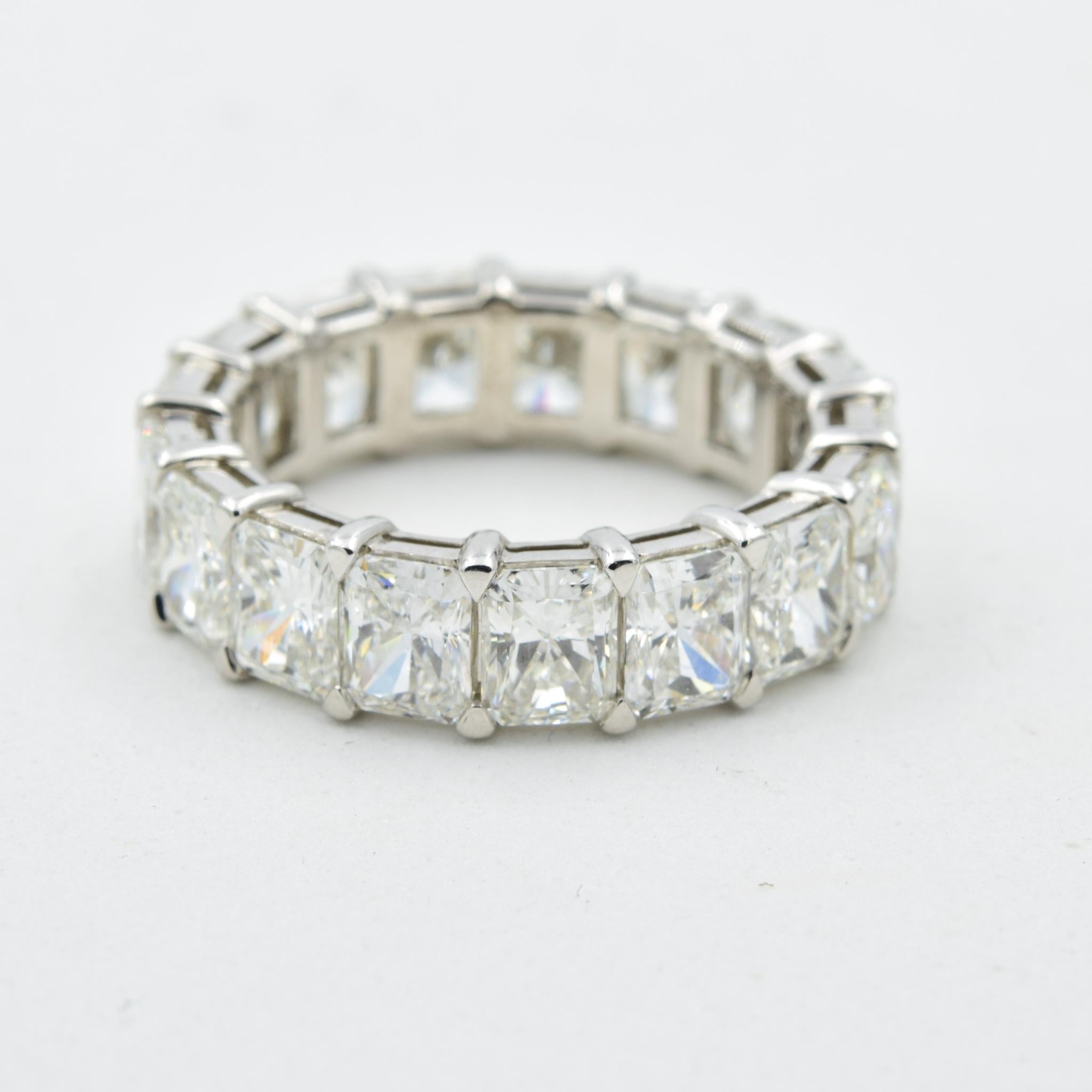 Radiant Cut 7.15 Carat Radiant Diamond Eternity Band by Norman Silverman in Platinum