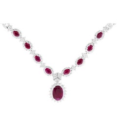 7.15 Carat Ruby and White Diamond Necklace