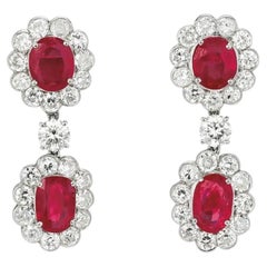 Pendientes de rubí birmano de 7,15 quilates y diamantes europeos antiguos