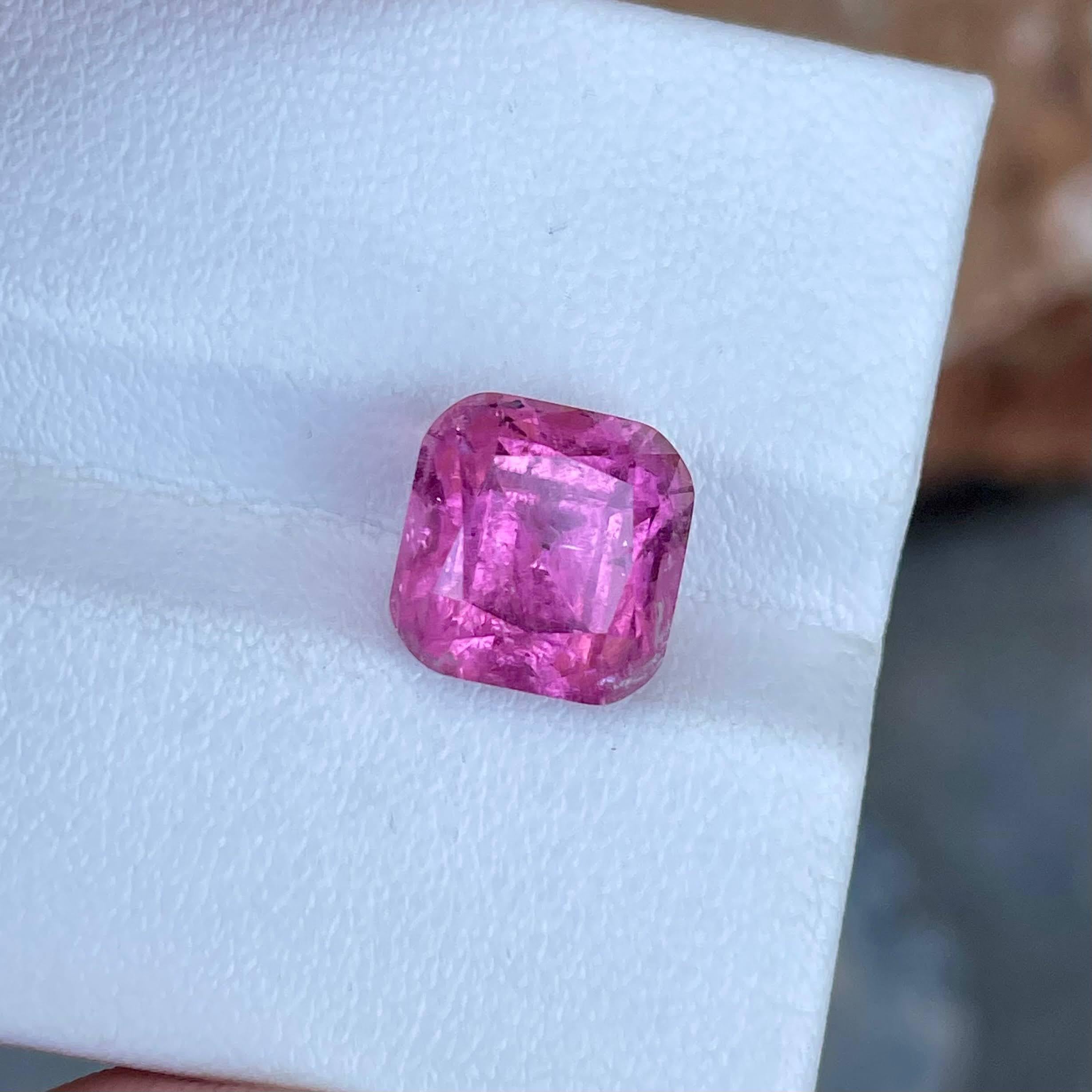 Modern 7.15 Carats Sweet Pink Loose Tourmaline Stone Cushion Cut Afghani Gemstone For Sale