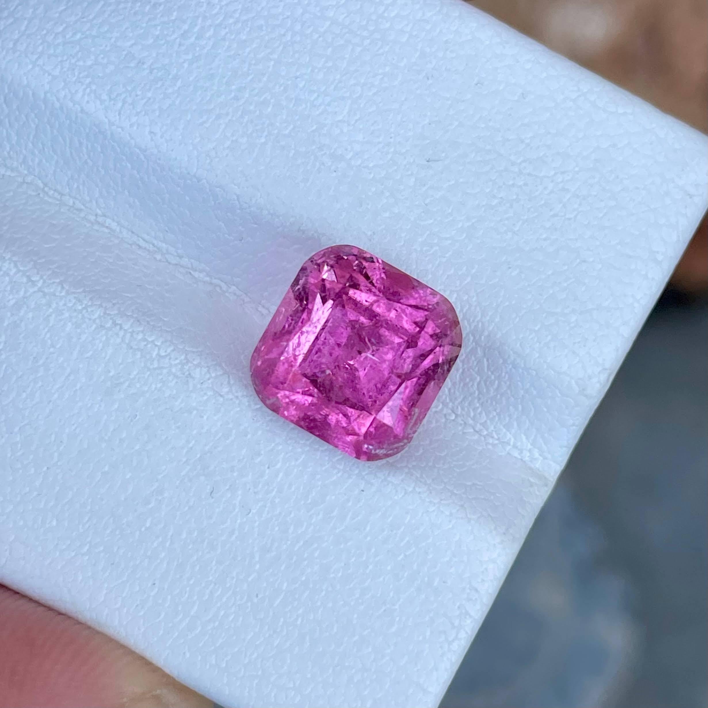 7.15 Carats Sweet Pink Loose Tourmaline Stone Cushion Cut Afghani Gemstone In New Condition For Sale In Bangkok, TH
