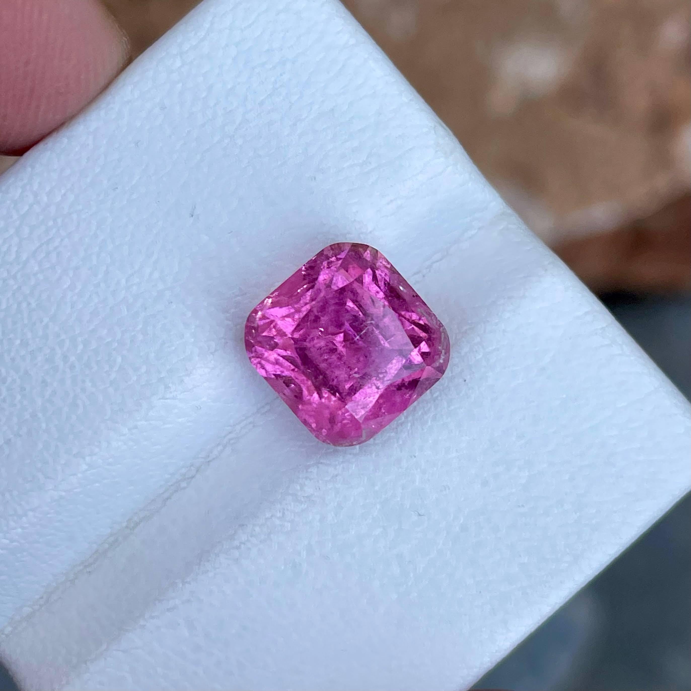 Women's or Men's 7.15 Carats Sweet Pink Loose Tourmaline Stone Cushion Cut Afghani Gemstone For Sale