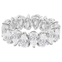 7.15 Ct Natural Pear Cut Diamond Eternity Wedding Band Ring in 18K White Gold