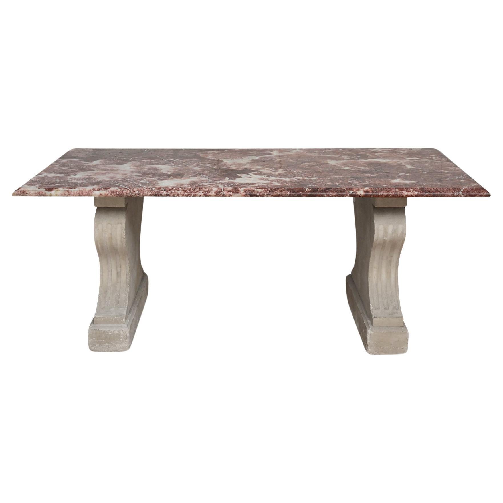 71.5" French Marble Table with Stone Base, Bunny Williams Collection For Sale