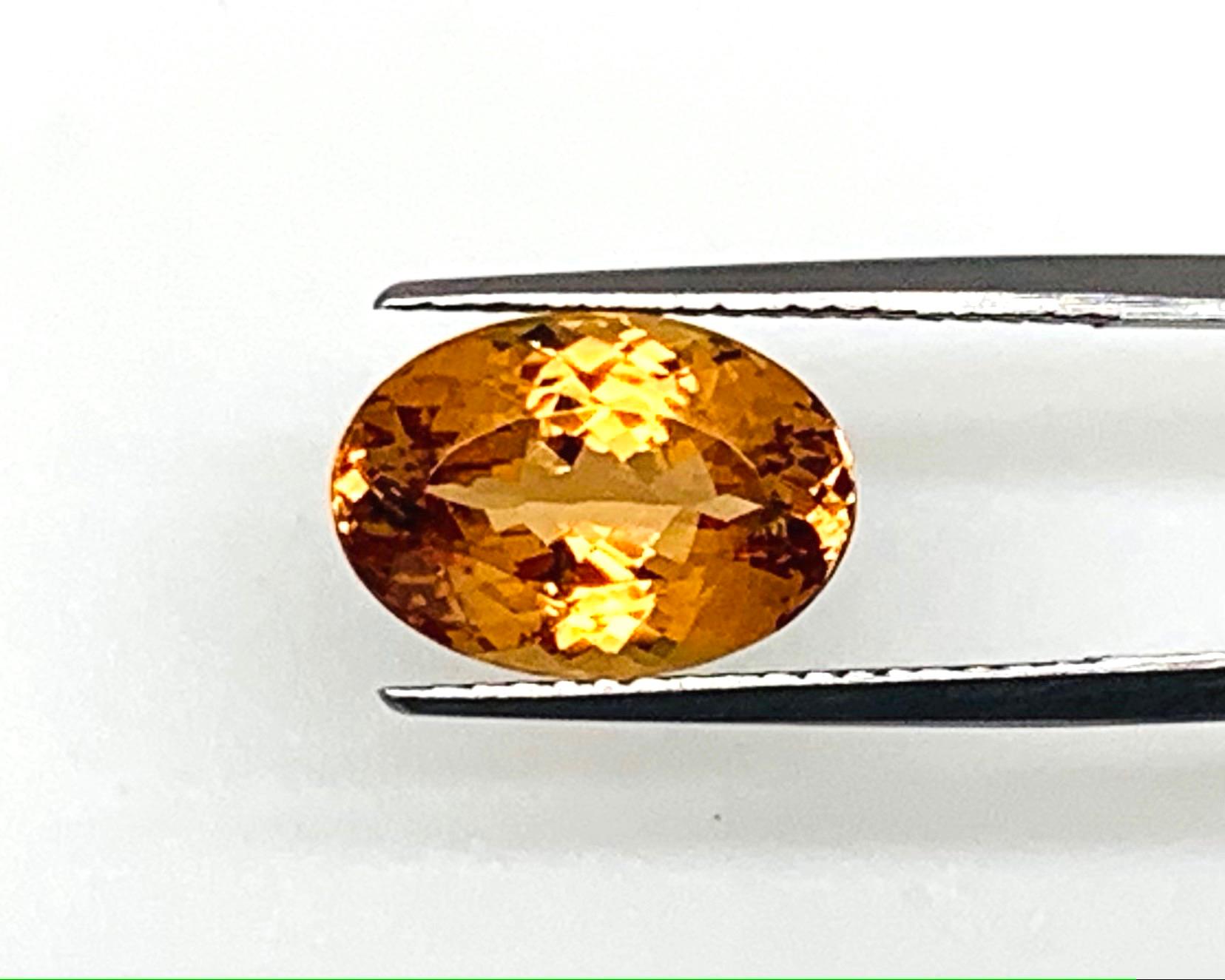 7.16 Carat Precious Imperial Topaz Oval, Unset Loose Gemstone For Sale 2