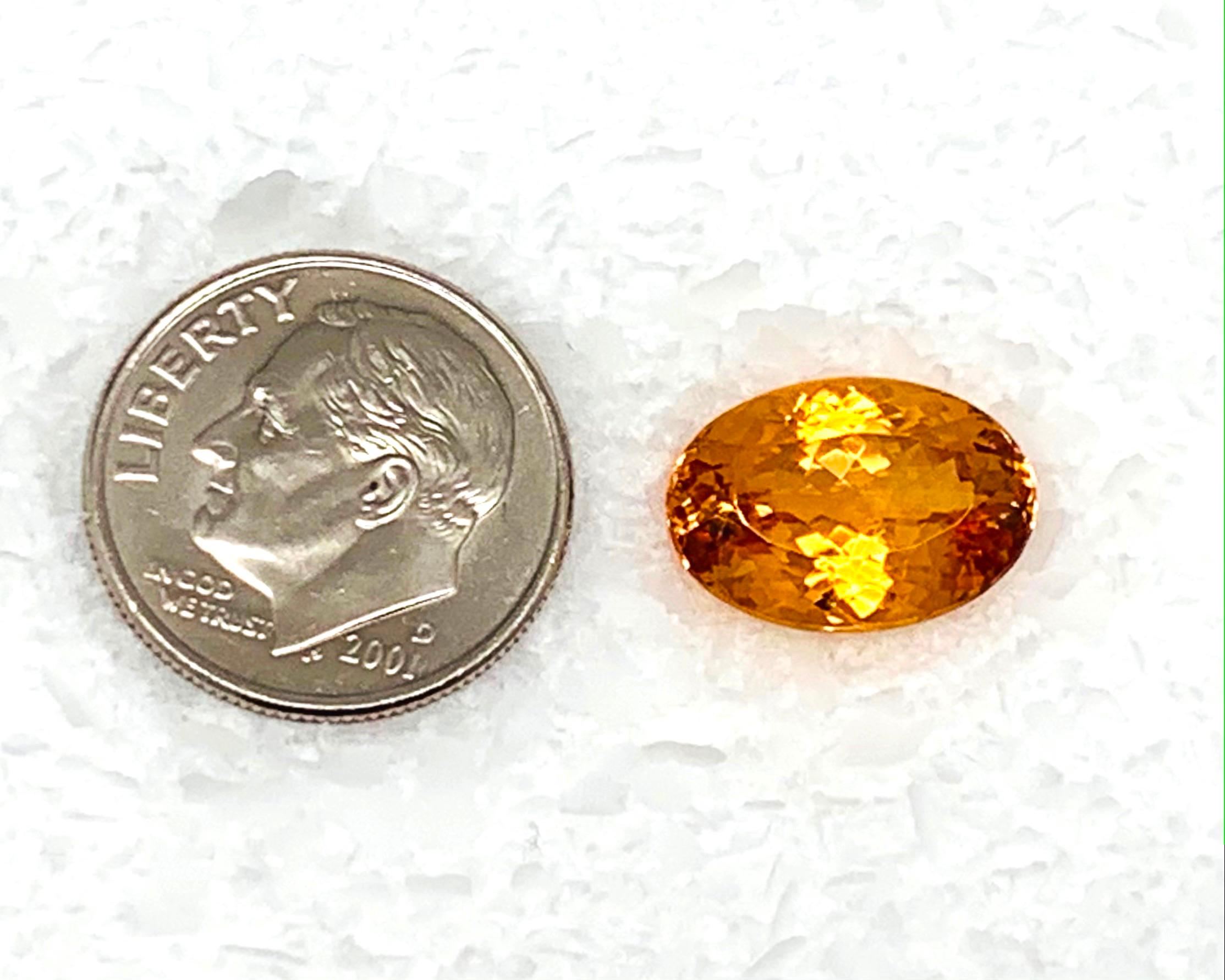 7.16 Carat Precious Imperial Topaz Oval, Unset Loose Gemstone For Sale 3
