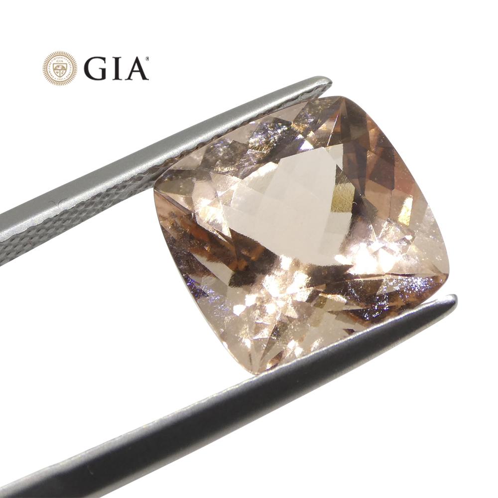 7.16ct Cushion Pink-Orange Morganite GIA Certified In New Condition For Sale In Toronto, Ontario