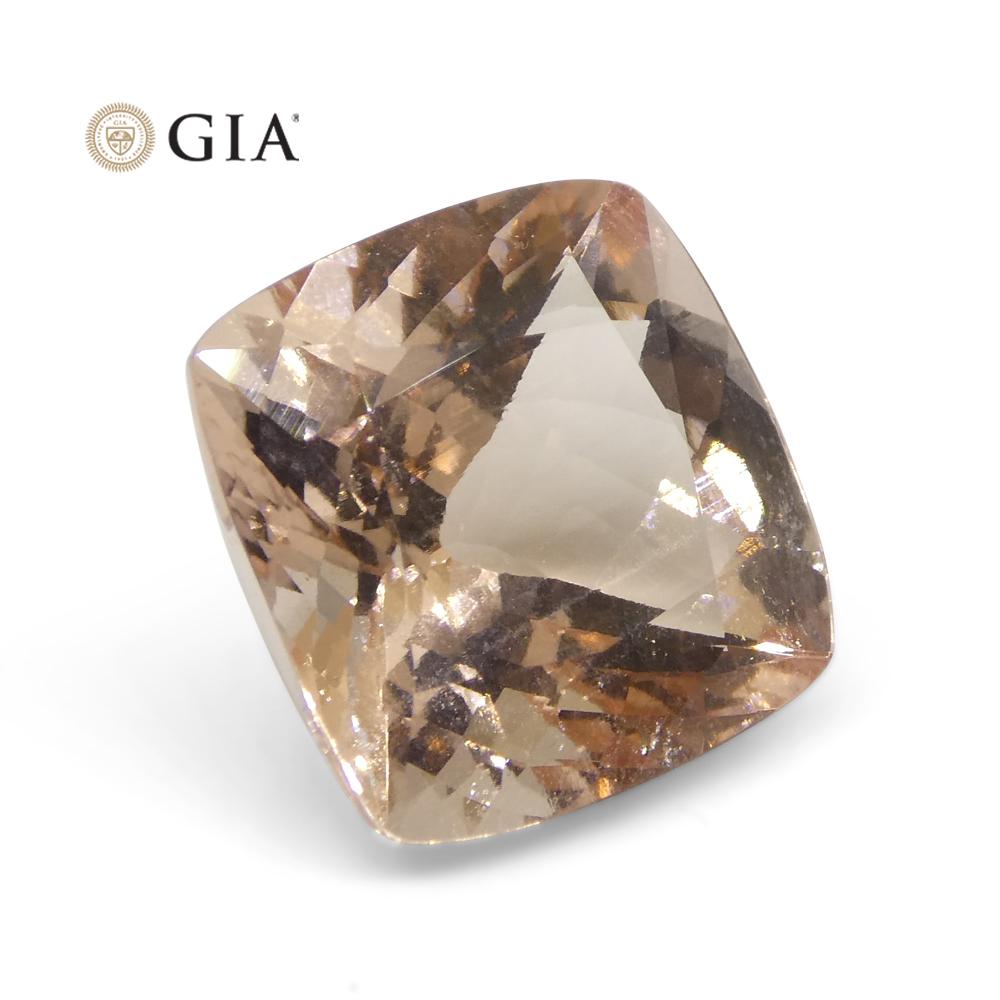 Women's or Men's 7.16ct Cushion Pink-Orange Morganite GIA Certified For Sale