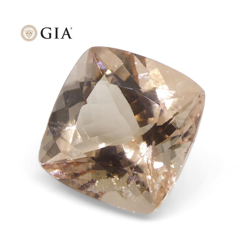 7.16 Carat Cushion Pink-Orange Morganite GIA Certified For Sale 1